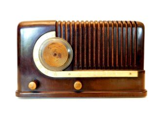 VINTAGE 1940s OLD SILVERTONE ANTIQUE ART DECO MACHINE AGE BAKELITE TUBE RADIO 2