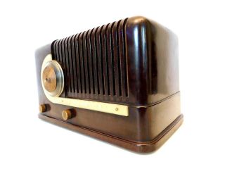 VINTAGE 1940s OLD SILVERTONE ANTIQUE ART DECO MACHINE AGE BAKELITE TUBE RADIO 5