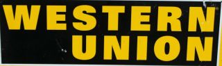 VINTAGE LARGE DOUBLE SIDED WESTERN UNION TIN METAL ADVERTISING SIGN 5