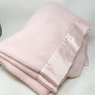 Vtg.  Fieldcrest 100 Virgin Acrylic Thermal Blanket Pink Peach Touch Of Class