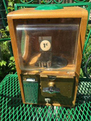 Vintage 1950s Victor Baby Grand Wooden & Catalin Top Gumball Machine W/key