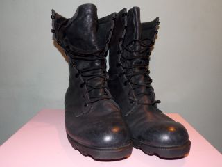 Vintage Black Leather Military Combat Boots Size 11 R