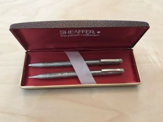 Vintage Sterling Silver Sheaffer Pen And Pencil Set With Grapes And Leaves
