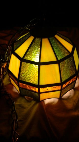 Vintage Tiffany Style Stained Glass Swag Hanging Ceiling Light Lamp