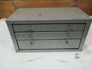 Vintage Huot 1 Stackable Cabinet Drill Bit Organizer Machinist Box Full Of Bits