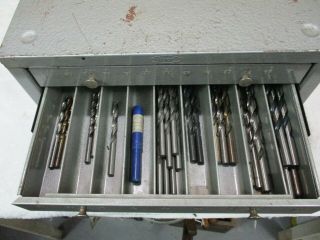 Vintage Huot 1 Stackable Cabinet Drill Bit Organizer Machinist Box FULL of BITS 4