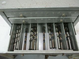 Vintage Huot 1 Stackable Cabinet Drill Bit Organizer Machinist Box FULL of BITS 5