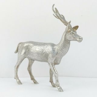 Vintage English Silver Plated Deer Buck Stag Animal Figure 1950s