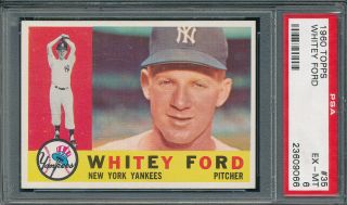 Psa 6 Ex - Mt Whitey Ford Hof 1960 Topps 35 Vintage Nyy Sharp/nice Graded Card Nq