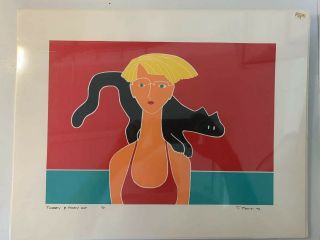 Teresa T.  Farr Signed Serigraph A/p Artist Proof - Twiggy And Puddy Cat.  1991