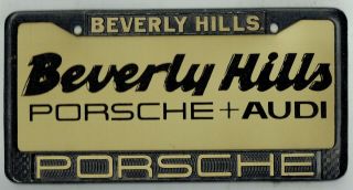Rare Beverly Hills California Porsche Audi Vintage Dealer License Plate Frame