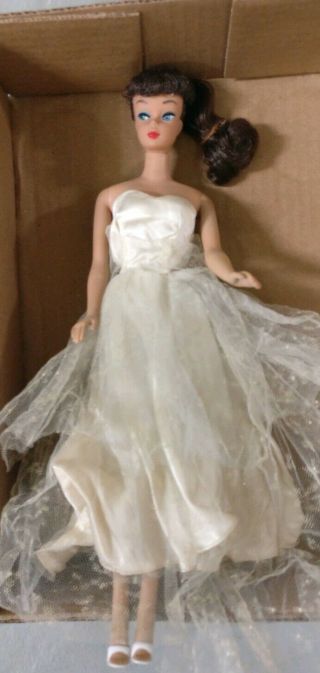 Vintage Barbie Doll Ponytail 7 In Wedding Gown