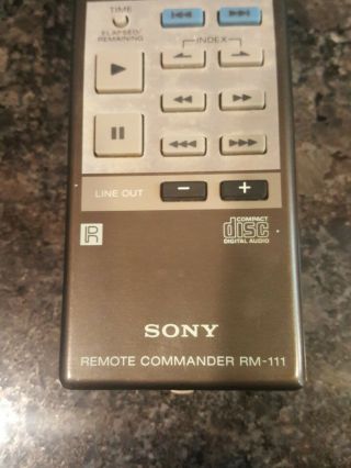 Vintage Sony Remote Commander RM - 111 for CDP - 501ES Digital 1984 CD Player Rare 2