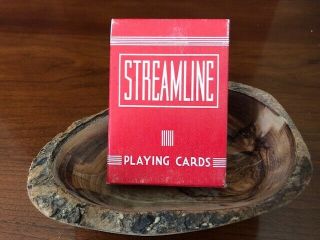 1 DECK Vintage Streamline playing cards,  red,  w/tax stamp 3