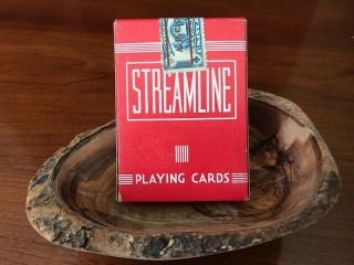 1 DECK Vintage Streamline playing cards,  red,  w/tax stamp 4