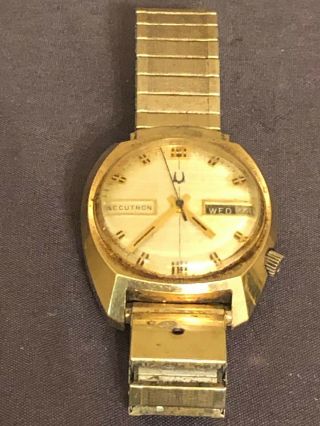Vintage Bulova Accutron Mens Wrist Watch 10 Kt Rolled Gold Electroplate