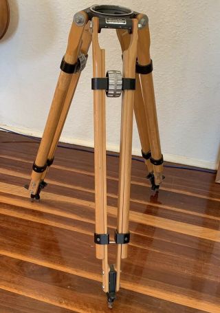 Scarce Vintage Wooden Miller Movie Tripod.  100mm Bowl.  Functions Great.