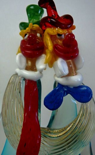 Murano Art Glass Large Very Rare Conjoined clowns Never have seen one before 7