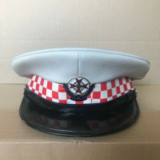 Vintage Ambulance Victoria Hat Cap W/ Enamel Badge Emerco Melbourne 7 1/4 "