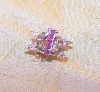 Vintage Phi Sigma Kappa Fraternity 10k Gold Sweetheart Pin,  Rubies & Pearls Old