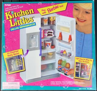 Vintage 1995 Tyco Kitchen Littles Deluxe Refrigerator For Barbie Rare