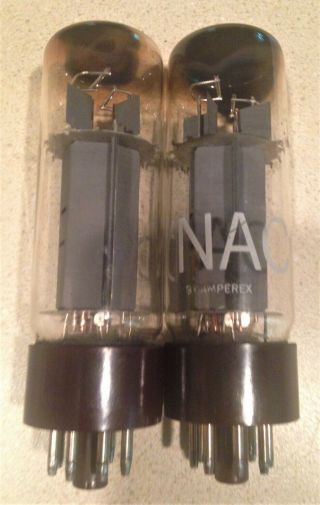 2 Matched Vintage Amperex Brown Base 6ca7 El34 Tube Xf4 Dd Getters Test Strong