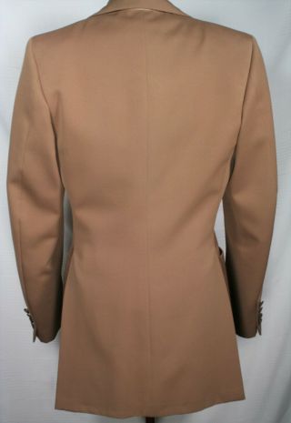 Vtg 60s 70s Men ' s 3 pc Suit 36 L French Styled Andre Martin Gold GABERDINE 30x33 4