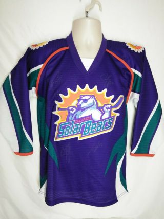 Autographed Vintage Orlando Solar Bears Team Hockey Jersey By Bauer Youth L/xl