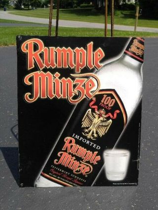 Vintage Rumple Minze Peppermint Schnapps Metal Tin Sign 2001