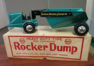 Vintage Marx Heavy Duty Steel Constructed Lumar Rocker Dump Truck & Box