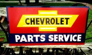 Vintage Metal Chevy Chevrolet Cars Parts Service Gas 36” Hand Painted Sign