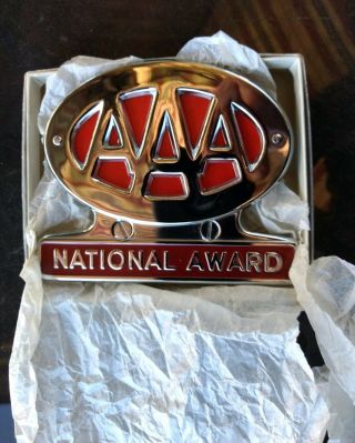 Vintage Aaa National Award License Plate Topper Accessory Trunk Bumper Badge