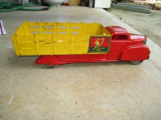 Vintage 1940’s Red/yellow Marx Coca - Cola Coke 20 " Stakebed Delivery Toy Truck