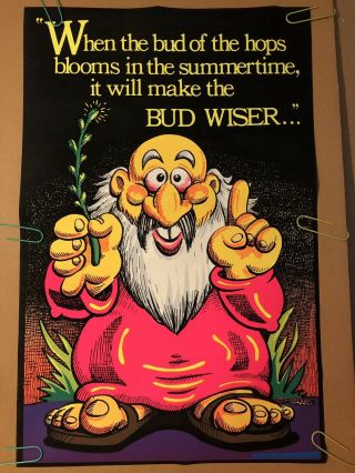 Bud Wiser Blacklight Vintage Poster Pin Up Marijuana Budweiser Satire