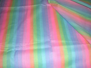 113m Vintage Cotton Blend Fabric Pastel Rainbow Colors 45 " W X 2 Yds 5 "