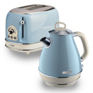 Ariete Retro Style 1.  7l Jug Kettle & 2 Slice Toaster,  Vintage Design,  Blue