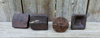 Four Vintage Cast Iron Decoy Weights 4