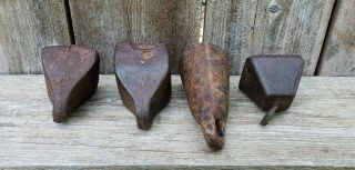 Four Vintage Cast Iron Decoy Weights 6