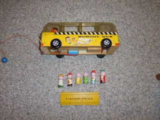 Vintage Fisher Price Little People 983 Safety School Bus Late 50 