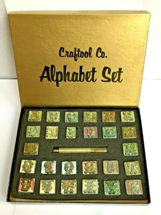 Vintage Craftool Co 3/4 " 3 - D Alphabet Set Leather Tooling Stamps 8139 Craft Tool
