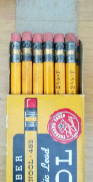 Vintage Eberhard Faber Mongol 482 Pencils Box Of 9 2 3/8=f,  (3 2 Sharpened)