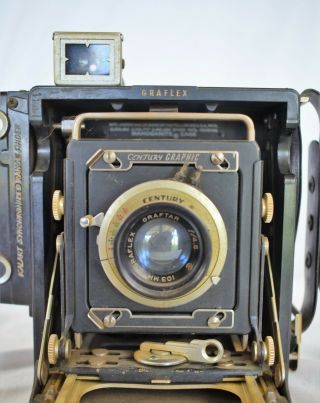 Vintage Century Graphic Graflex Camera 103mm F4.  5 Lens 3