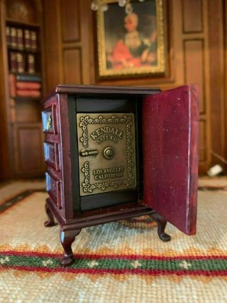 Vintage Miniature Dollhouse Artisan Early Bespaq Rare Wood Hidden Safe Cabinet