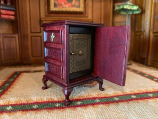 Vintage Miniature Dollhouse Artisan EARLY Bespaq RARE Wood Hidden Safe Cabinet 7