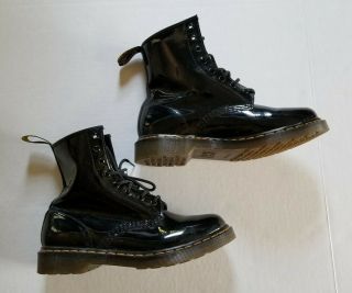 Doc Dr.  Martens Womens Combat Boots Sz 10 Paten Leather Vintage The