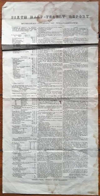 Antique Vintage 1859 Williamstown Council Victoria Melbourne Report Minutes