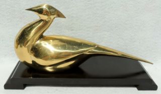 Large Vintage Mid Century 14.  5 " Polished Brass Pheasant Bird Figurine Sculpture