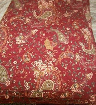Vtg Pottery Barn King Quilt Paisley Raspberry French Country Cottage Retired Vgc