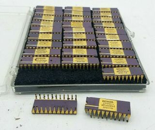 30 Rare Vintage Ceramic Gold Cap Ic Chips.  Nos.  Scrap Gold Recovery Collect