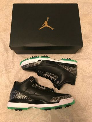 Nike Air Jordan 3 Golf Shoe - Size 11.  5 - Rare - - Black/gr - Ds